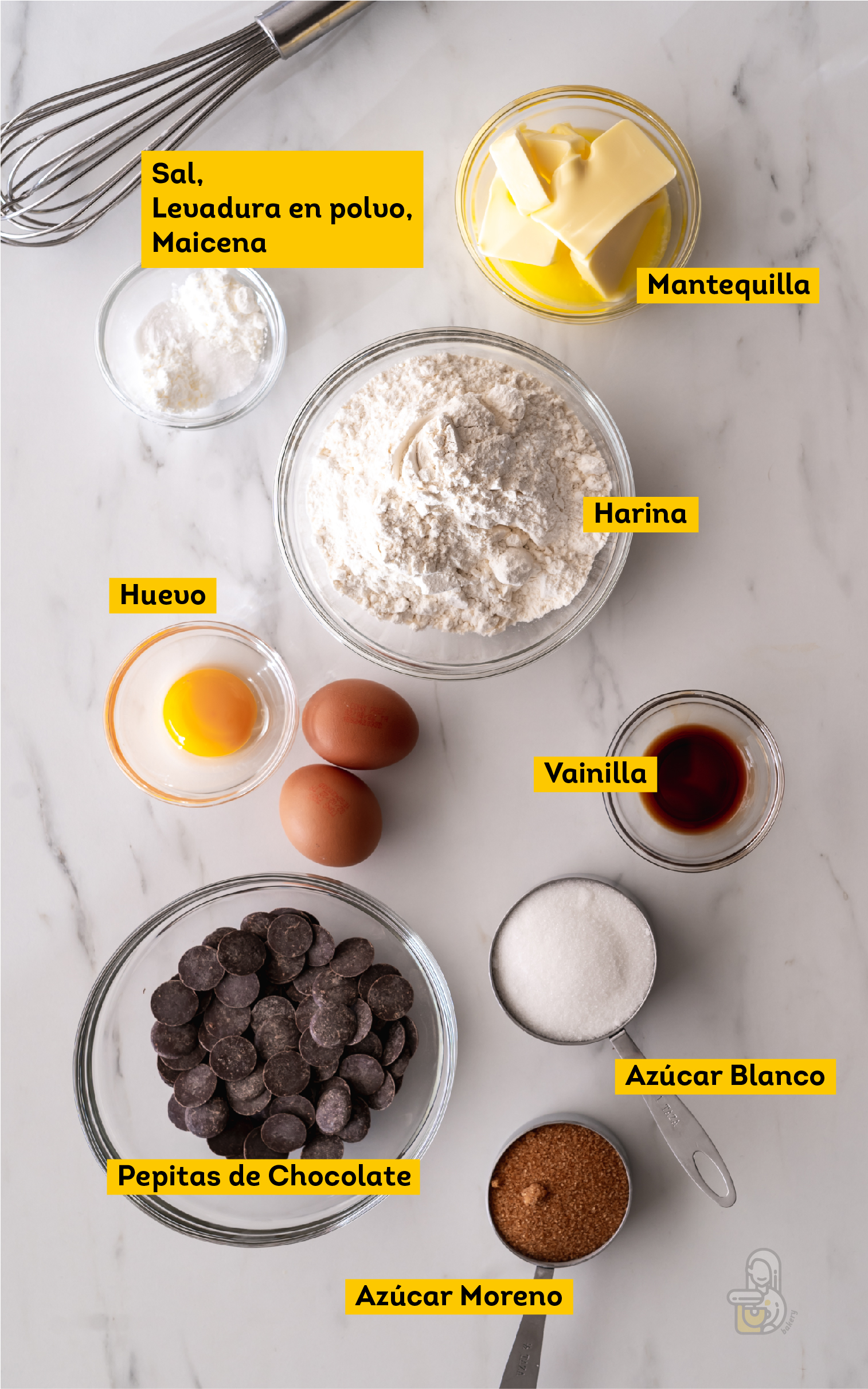ingredientes para Barritas de galletas con pepitas de chocolate